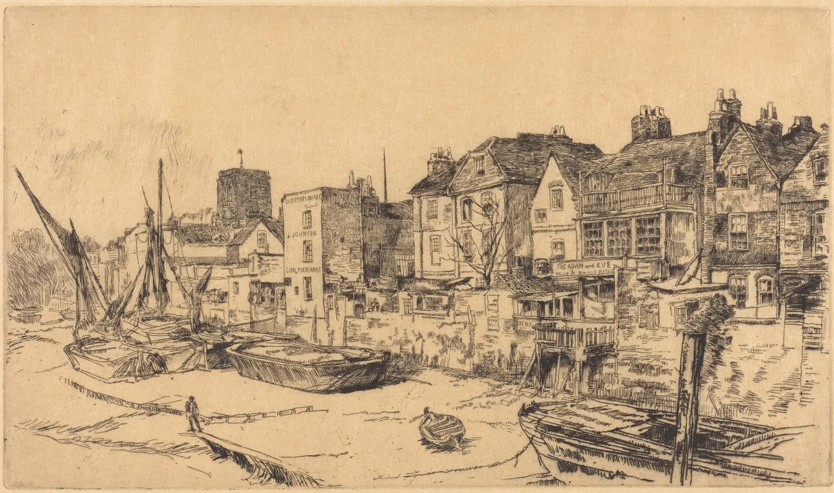The 'Adam and Eve', Old Chelsea by James McNeill Whistler, print, 1878