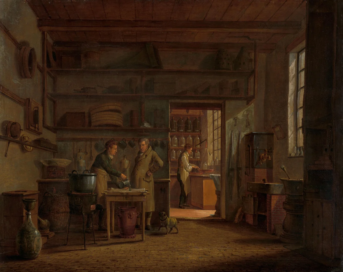 The Distillery of Apothecary A. d'Ailly by Johannes Jelgerhuis, painting, 1818