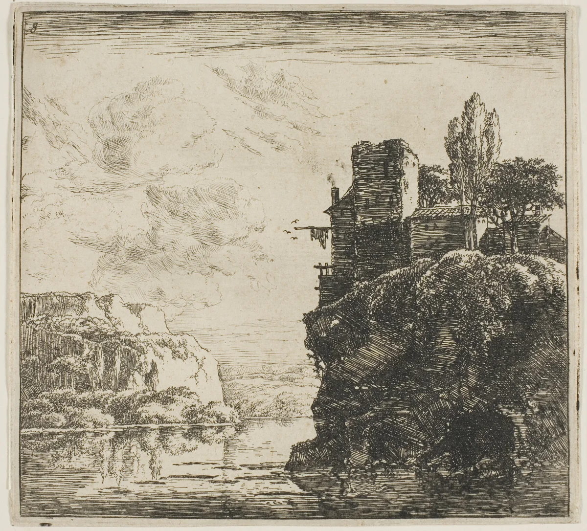 A River between Rocks, from the series Set of Landscapes by Herman Naijwincx, print, 1644-1651