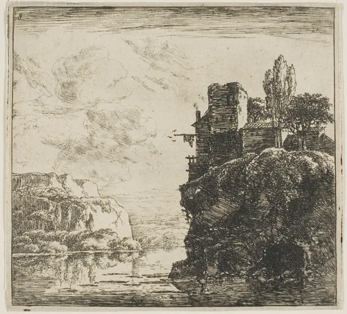 A River between Rocks, from the series Set of Landscapes by Herman Naijwincx, print, 1644-1651
