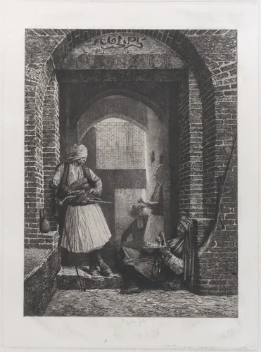 Arnaut Guardhouse in Cairo by Paul Adolphe Rajon, print, 1868
