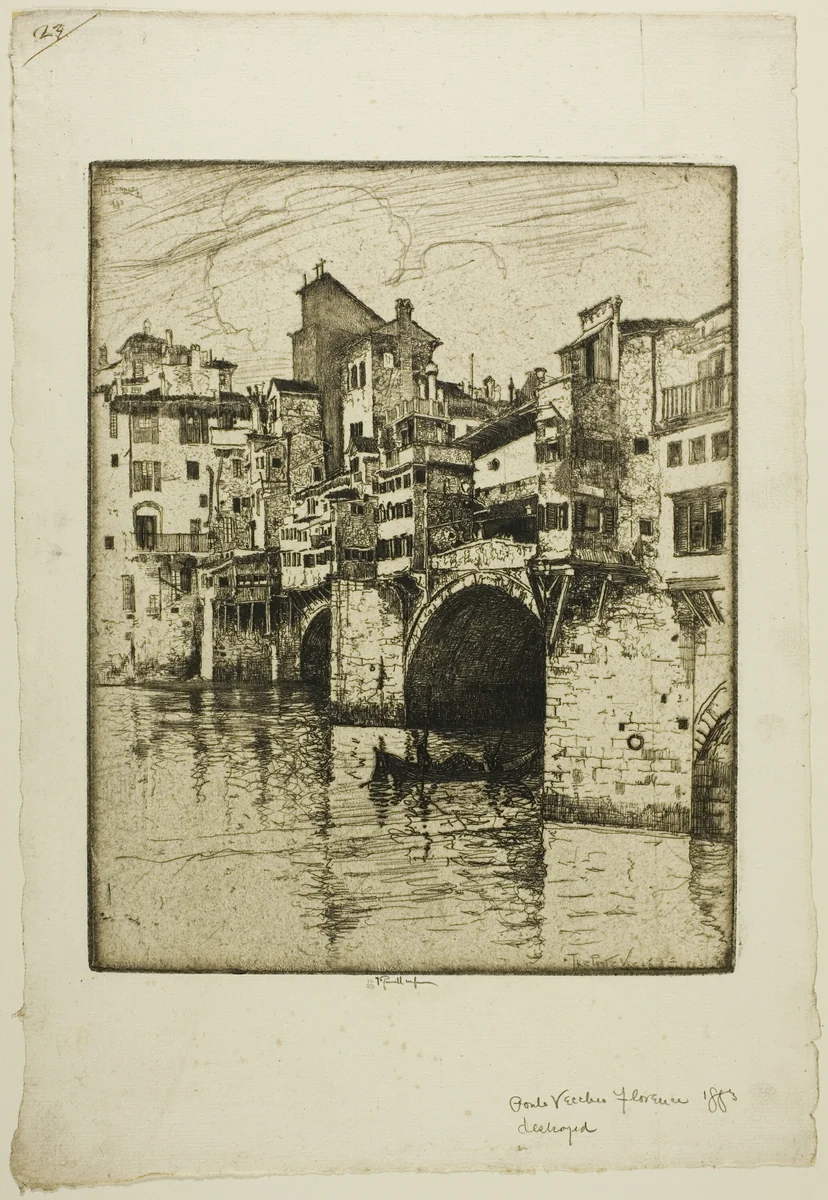 Ponte Vecchio, Florence by Joseph Pennell, print, 1883