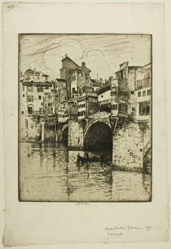 Ponte Vecchio, Florence by Joseph Pennell, print, 1883
