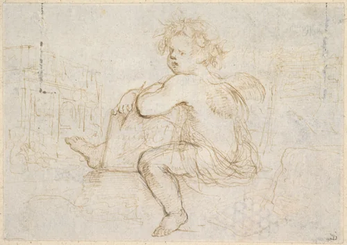 Genie of Drawing by Stefano della Bella, drawing, 1610-1664