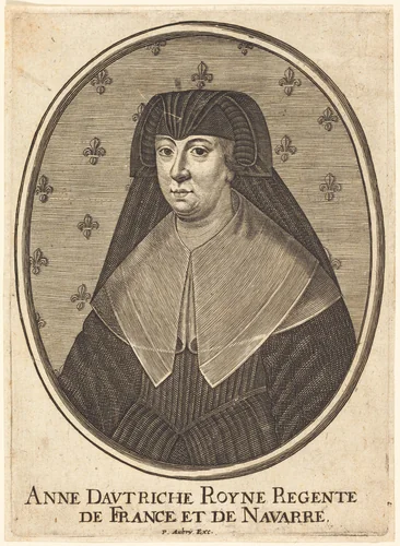 Anne of Austria by Pierre Aubry, print, 1610-1686