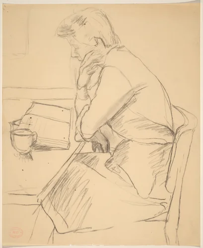 Untitled [woman reading] by Richard Diebenkorn, drawing, 1955-1967