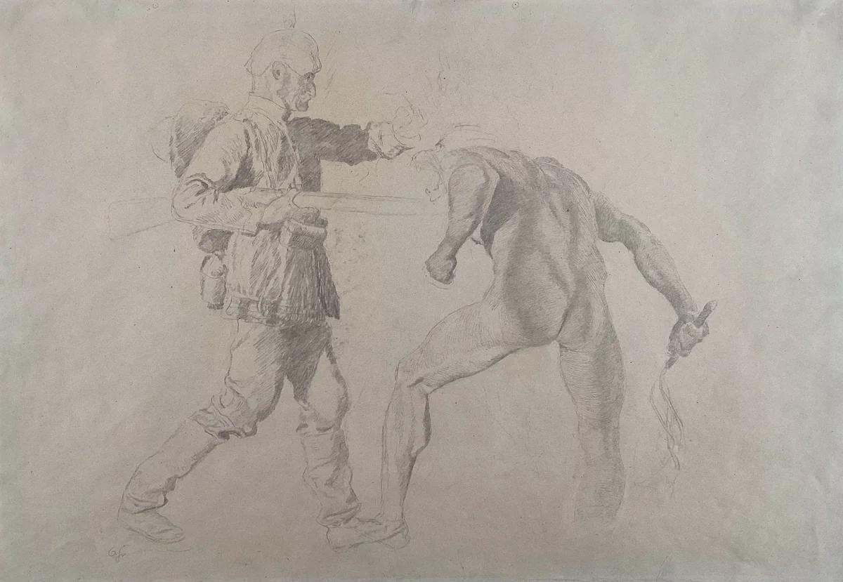 Even if the World is Full of Devils by Otto Greiner, drawing, 1915