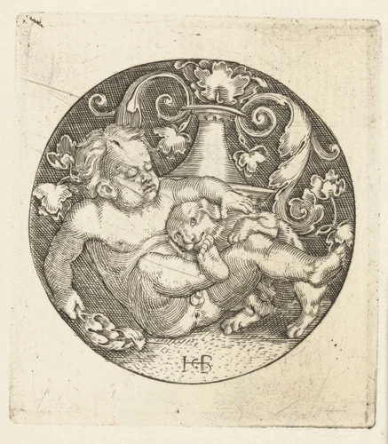 Kind spelend met een hond by Unknown, print, 1510-1569