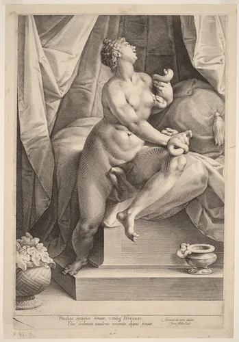 Cleopatra by Jan Muller; Adriaen de Vries, print, 1593-1603