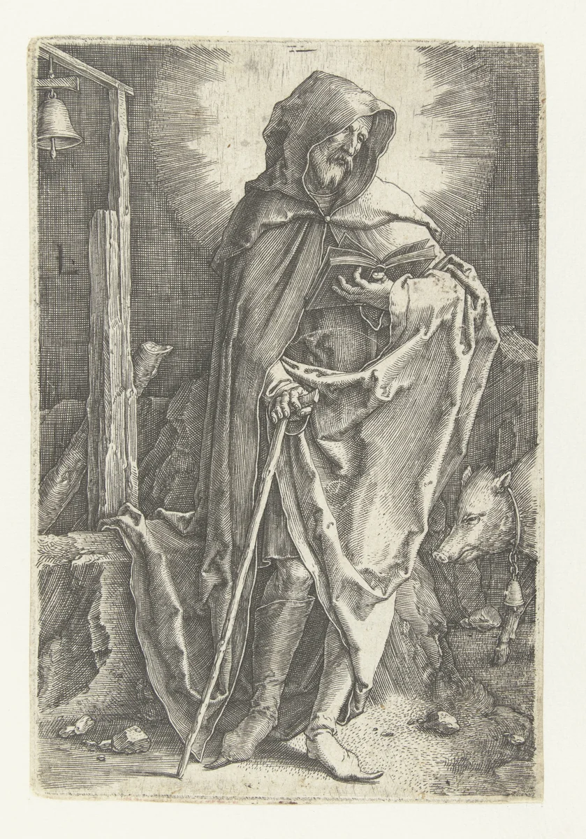 De heilige Antonius by Unknown, print, 1519-1523