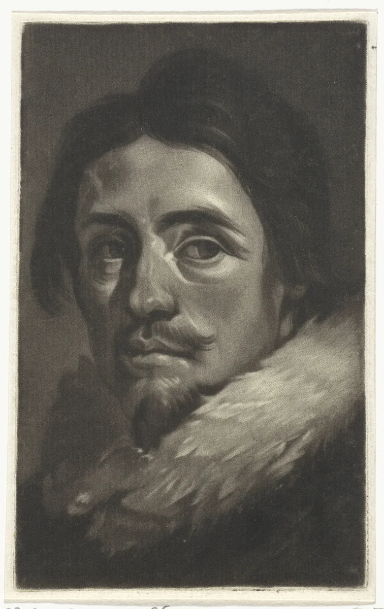 Portret van een onbekende man by Arnout Rentinck, print, 1722-1775