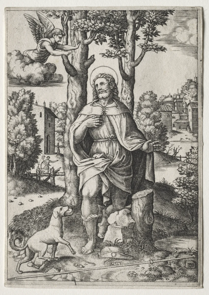 Saint Roch by Master of the Die, print, 1530-1560