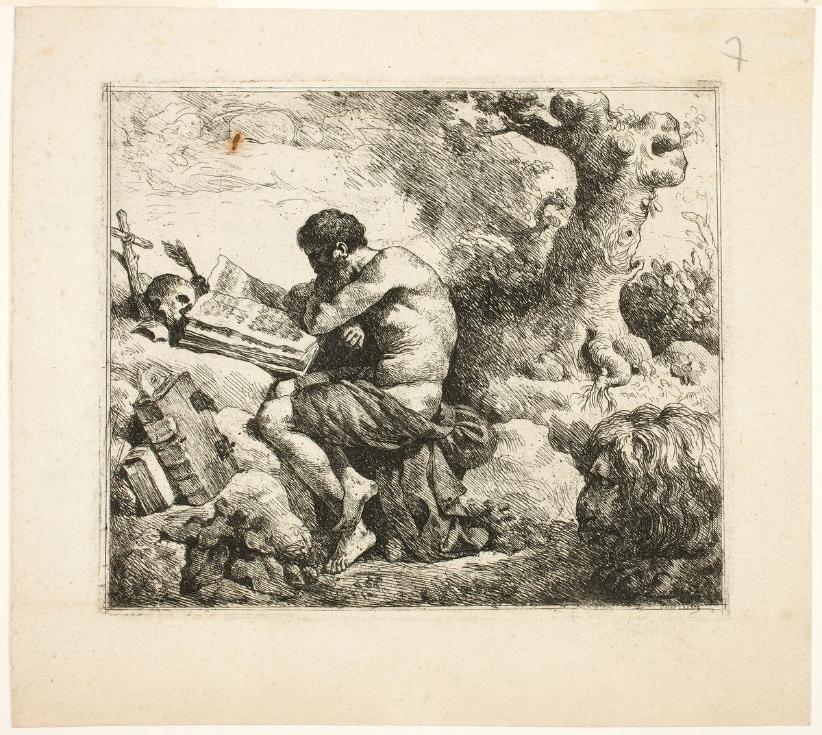 Saint Jerome by Jean Jacques Lagrenee, print, 1759-1821