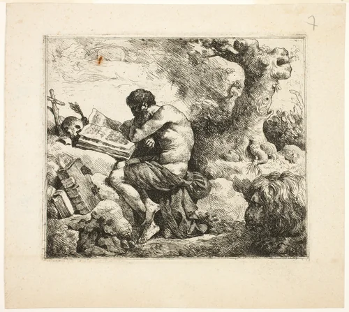 Saint Jerome by Jean Jacques Lagrenee, print, 1759-1821