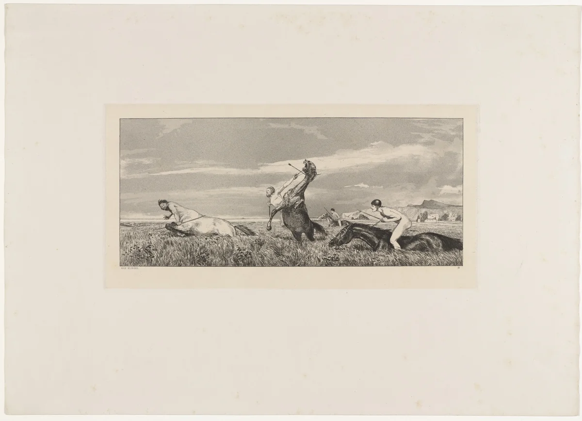 Pursued Centaur (Verfolgter Centaur) from Intermezzi, Opus IV by Max Klinger, print, 1881