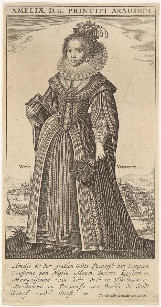 Amalia, Wife of Fredierick Henry, Prince of Orange by Frederik de Wit, print, 1570-1710