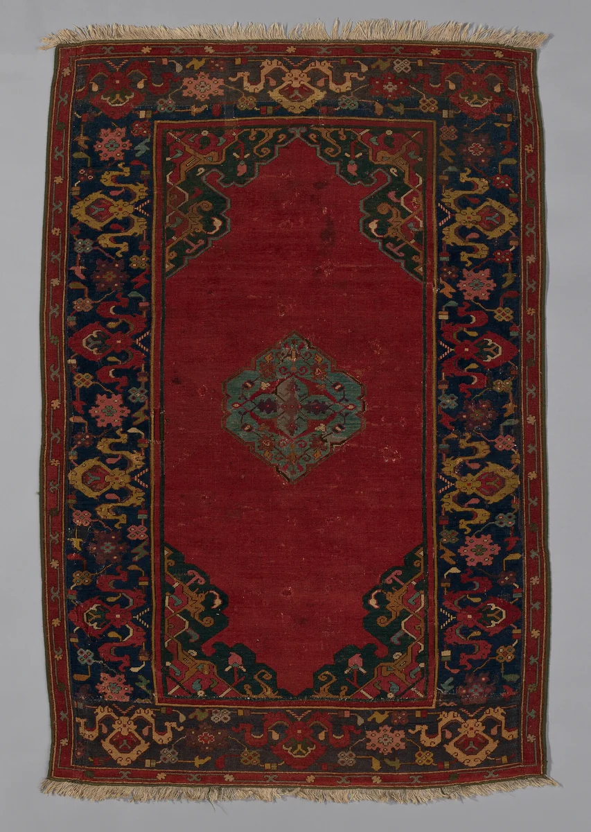 Carpet (Ushak double-ended prayer rug) by Probably Romania, textile, 1601-1700