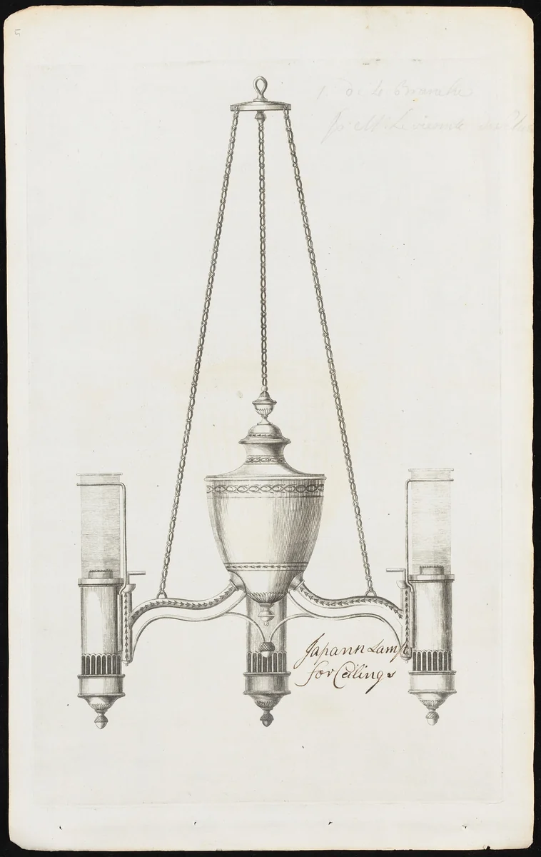 Japan lamp for ceiling by Matthew Boulton, print, 1785-1795