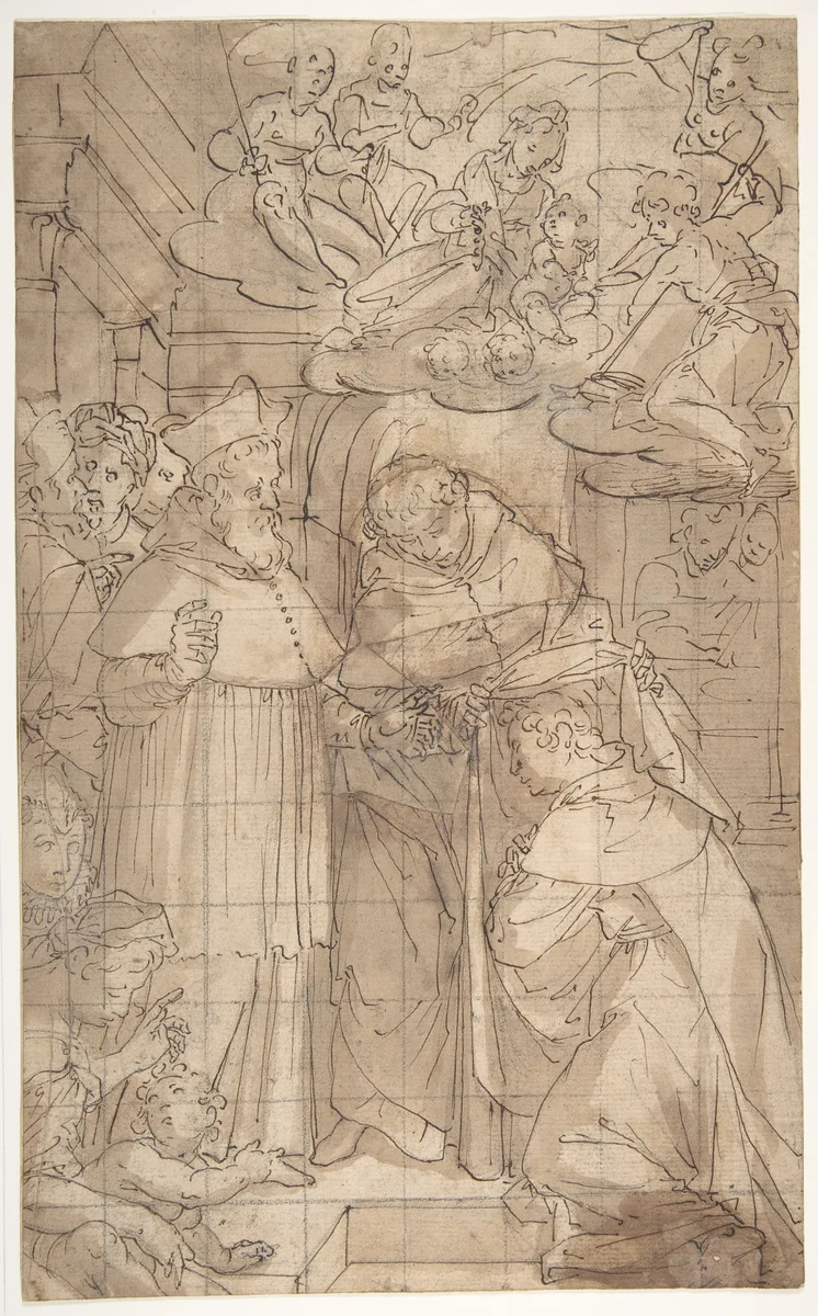 Saint Hyacinth Receiving the Dominican Habit by Aurelio Lomi, drawing, 1556-1622