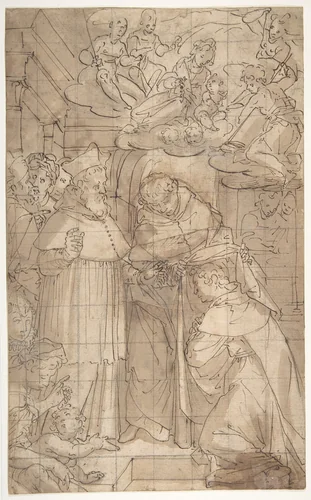 Saint Hyacinth Receiving the Dominican Habit by Aurelio Lomi, drawing, 1556-1622