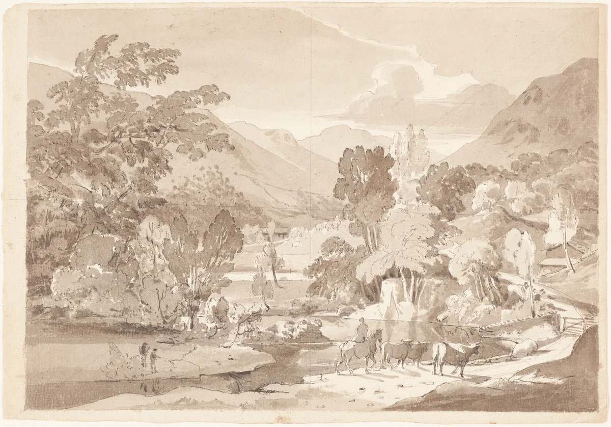 A Mountainous Landscape by British 19th Century, drawing, 1800-1850