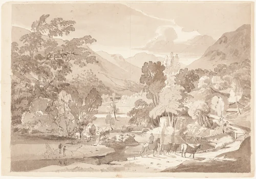 A Mountainous Landscape by British 19th Century, drawing, 1800-1850