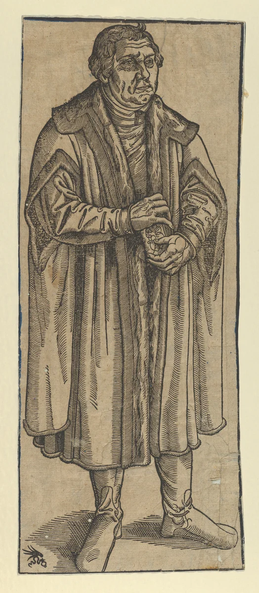 Copy of Martin Luther, Full Length by Lucas Cranach the Younger, print, 1515-1586