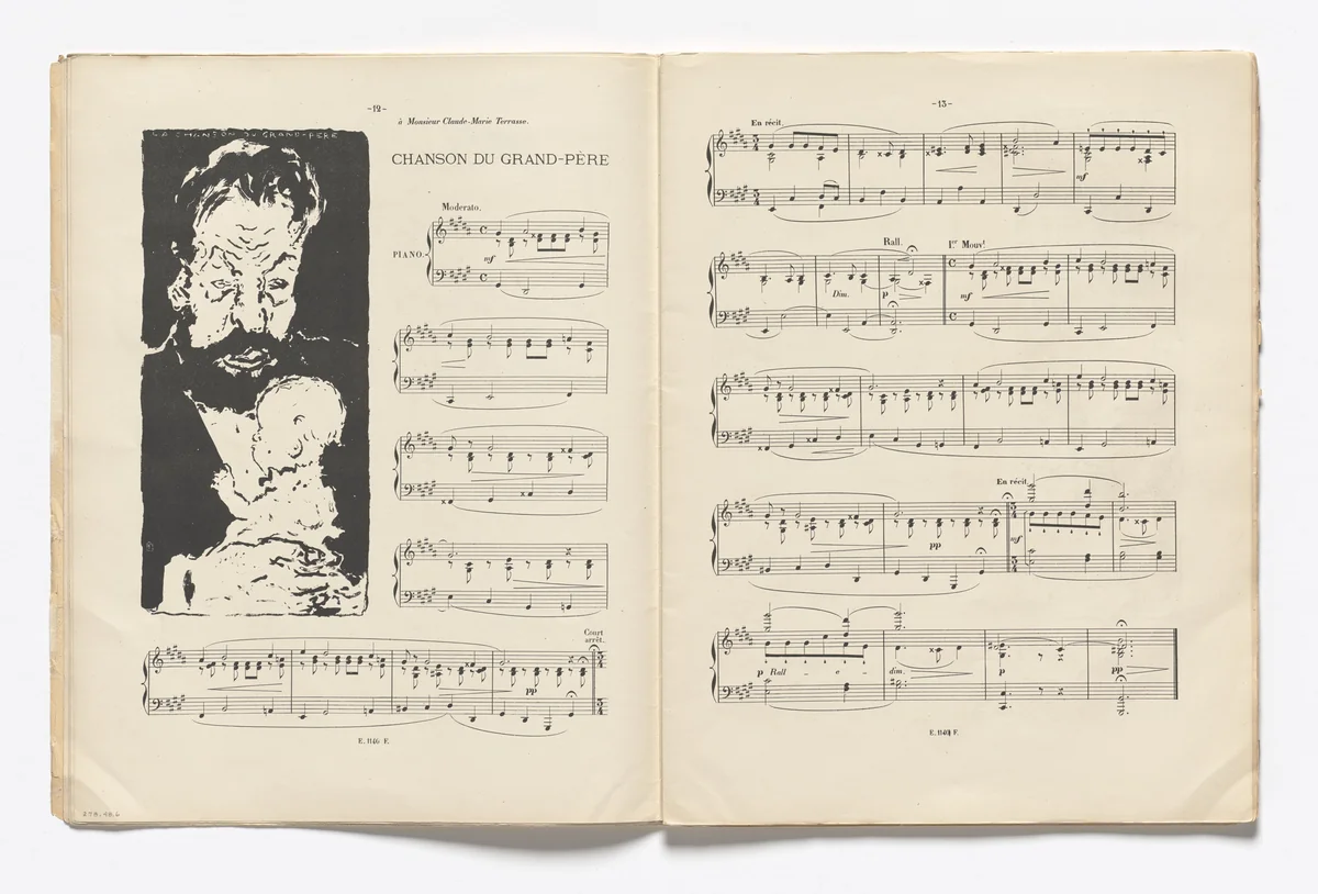 Grandfather's Song (La Chanson du grande-père) (headpiece, page 12) from Petites scènes familières by Pierre Bonnard, illustrated book, 1893