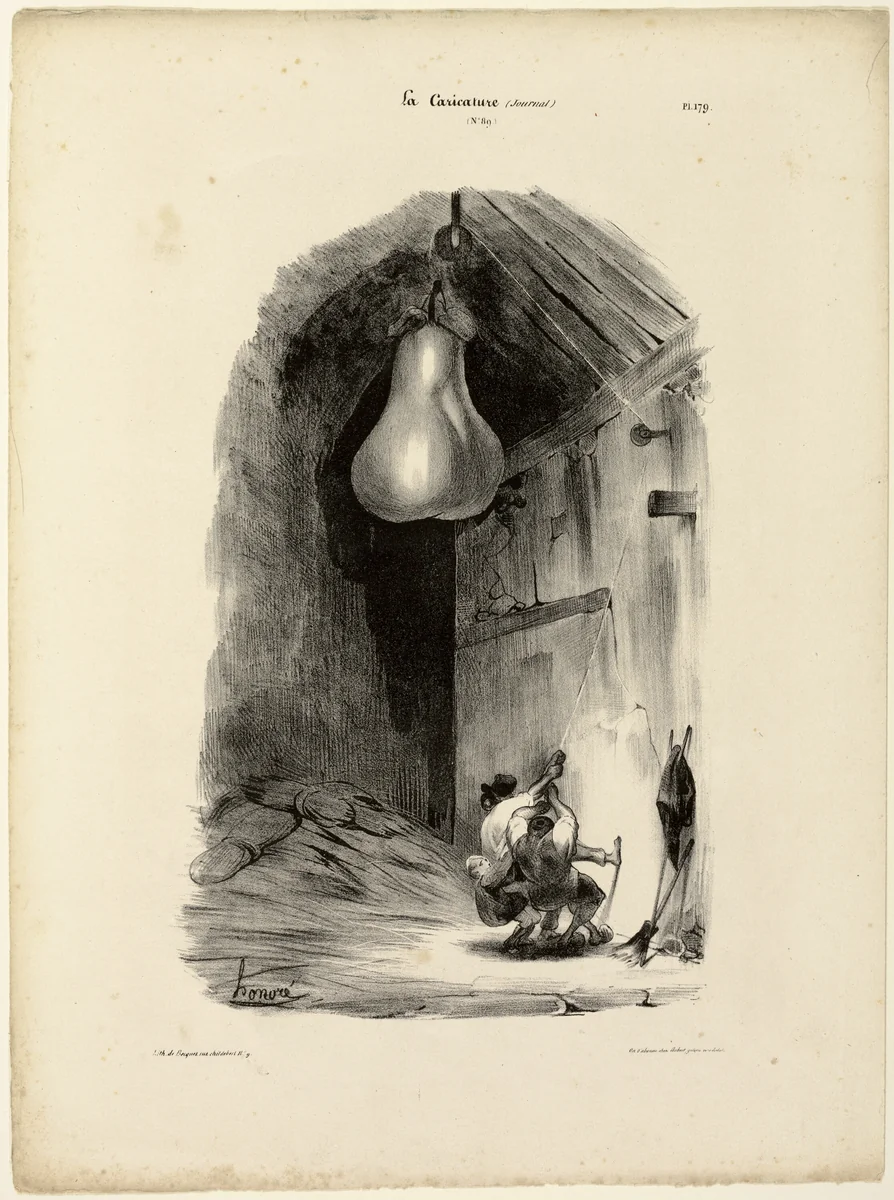 “Heave-ho!..Heave-ho! Heave-ho!,” plate 179 by Honoré-Victorin Daumier, print, 1832