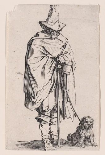 L'Aveugle et son Chien (The Blind Man and his Dog), from "Les Gueux suite appelée aussi Les Mendiants, Les Baroni, ou Les Barons" (The Beggars, also called the Barons) by Jacques Callot, print, 1618-1628