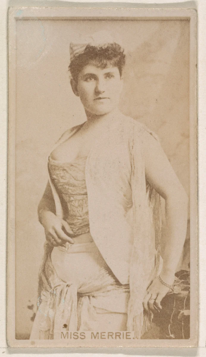 Miss Merrie, from the Actresses series (N245) issued by Kinney Brothers to promote Sweet Caporal Cigarettes by Kinney Brothers Tobacco Company, photograph, 1890