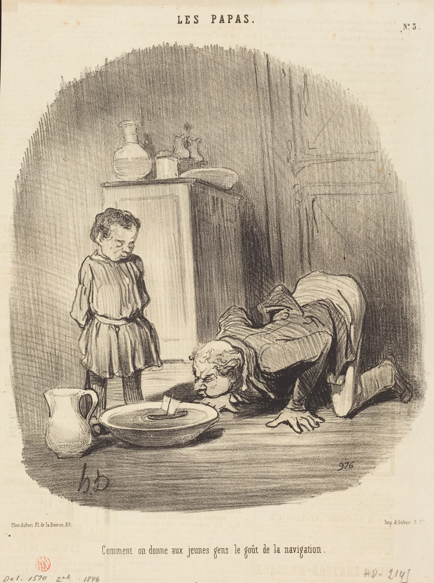 Comment on donne... le goût de la navigation by Honoré Daumier, print, 1846