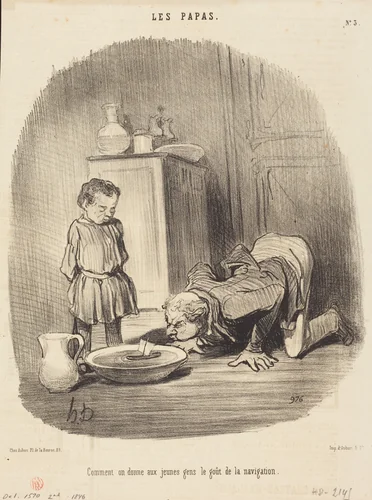 Comment on donne... le goût de la navigation by Honoré Daumier, print, 1846