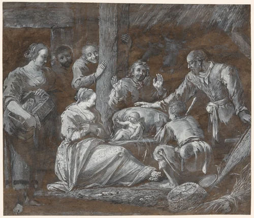 The Adoration of the Shepherds by Gerrit van Battem, print, 1655-1659
