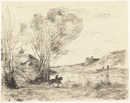 The Rider in the Reeds (Le Cavalier dans les roseaux) by Jean-Baptiste-Camille Corot, print, 1871