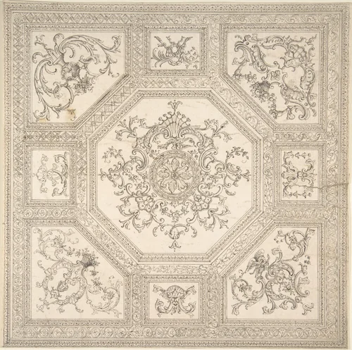 Palladian Ceiling Design by anonymous, drawing, 1745-1755