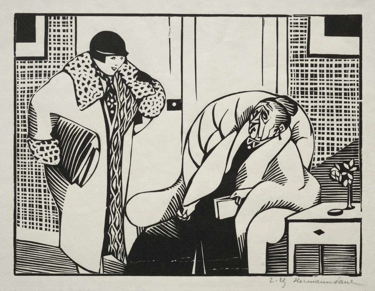 Grand'mère, it était passioment aujourd'hui le cours sur Malthus. by Hermann Paul, print, 1900-1925