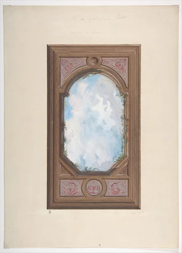 Ceiling design for Salon d'Entrée, Hôtel de Monsieur de Juigne, Paris, 1867 by Jules-Edmond-Charles Lachaise, drawing, 1867