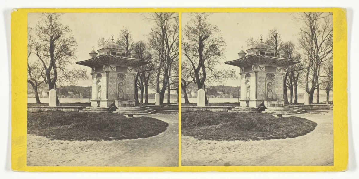Contantinople - Fountain of Sweet Waters on the Asiatic Shore of the Bosphorus, stereo, No. 237 from "Good's Eastern Series" by Frank Good, photograph, 1860-1890