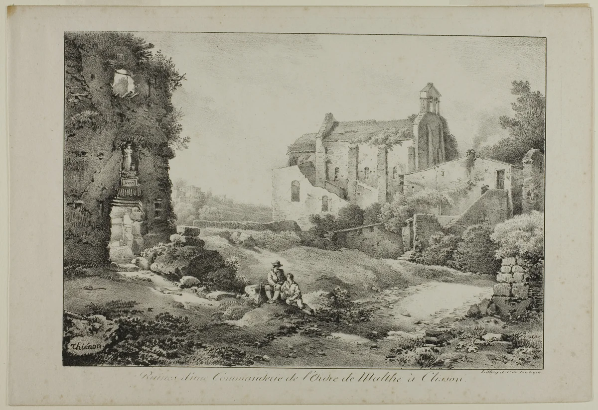 Ruins of the Commanding Post of the Order of Malta, Clisson by Claude Thienon, print, 1817