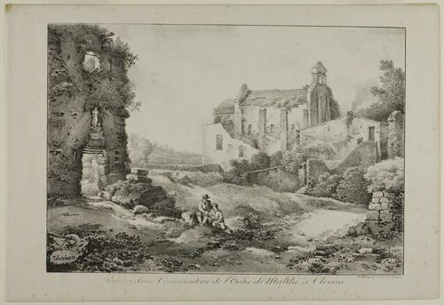 Ruins of the Commanding Post of the Order of Malta, Clisson by Claude Thienon, print, 1817