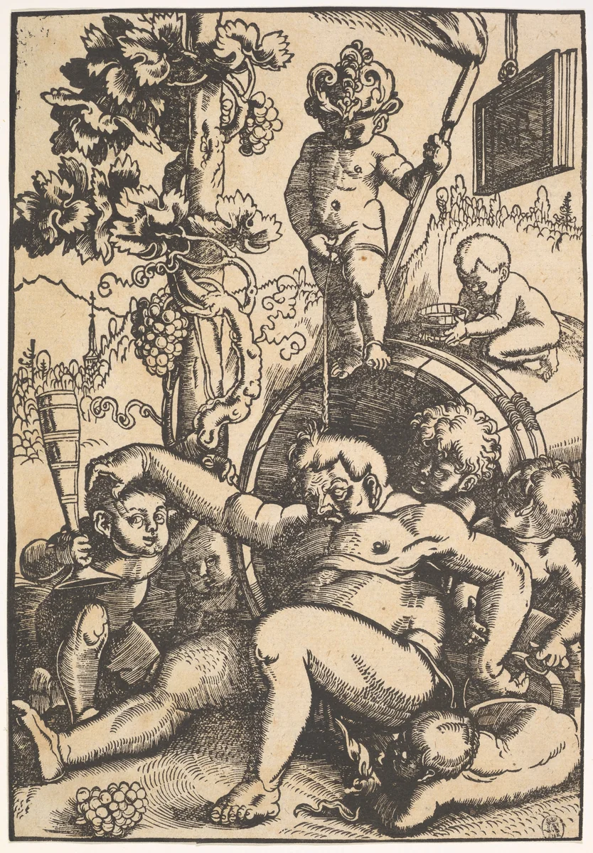 The Drunk Bacchus by Hans Baldung, print, 1520