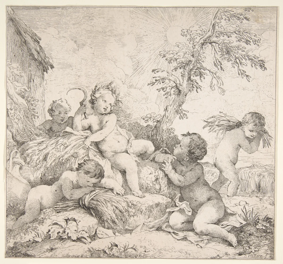 Summer (L'Été) by Charles Joseph Natoire, print, 1730-1740