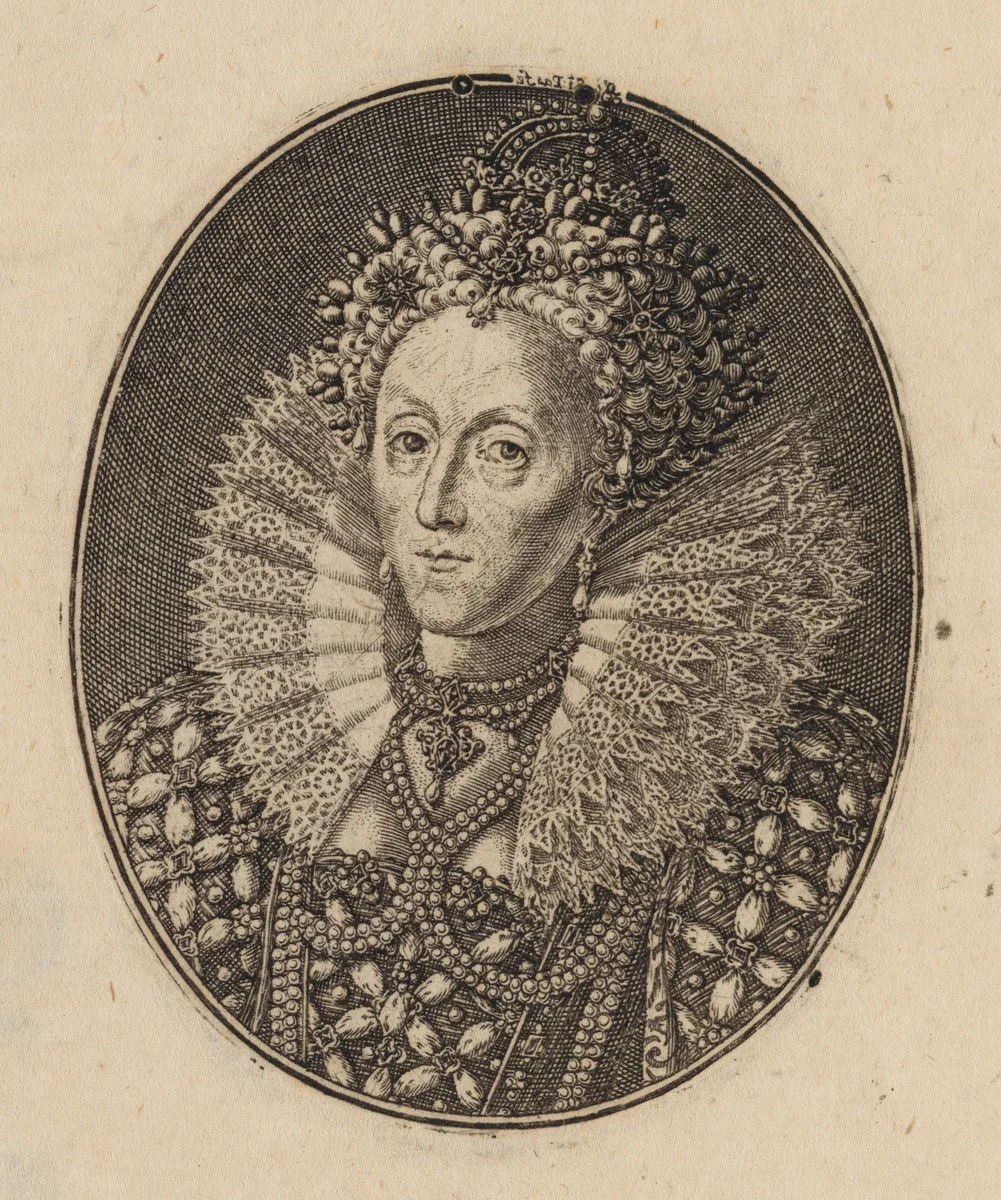 Elizabeth, Queen of England [right half] by Simon van de Passe, print, 1595-1647