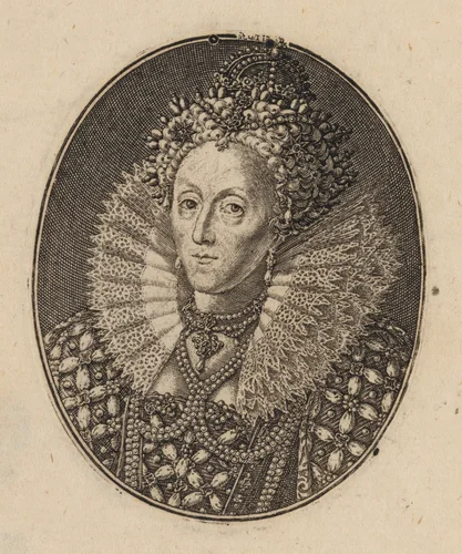 Elizabeth, Queen of England [right half] by Simon van de Passe, print, 1595-1647