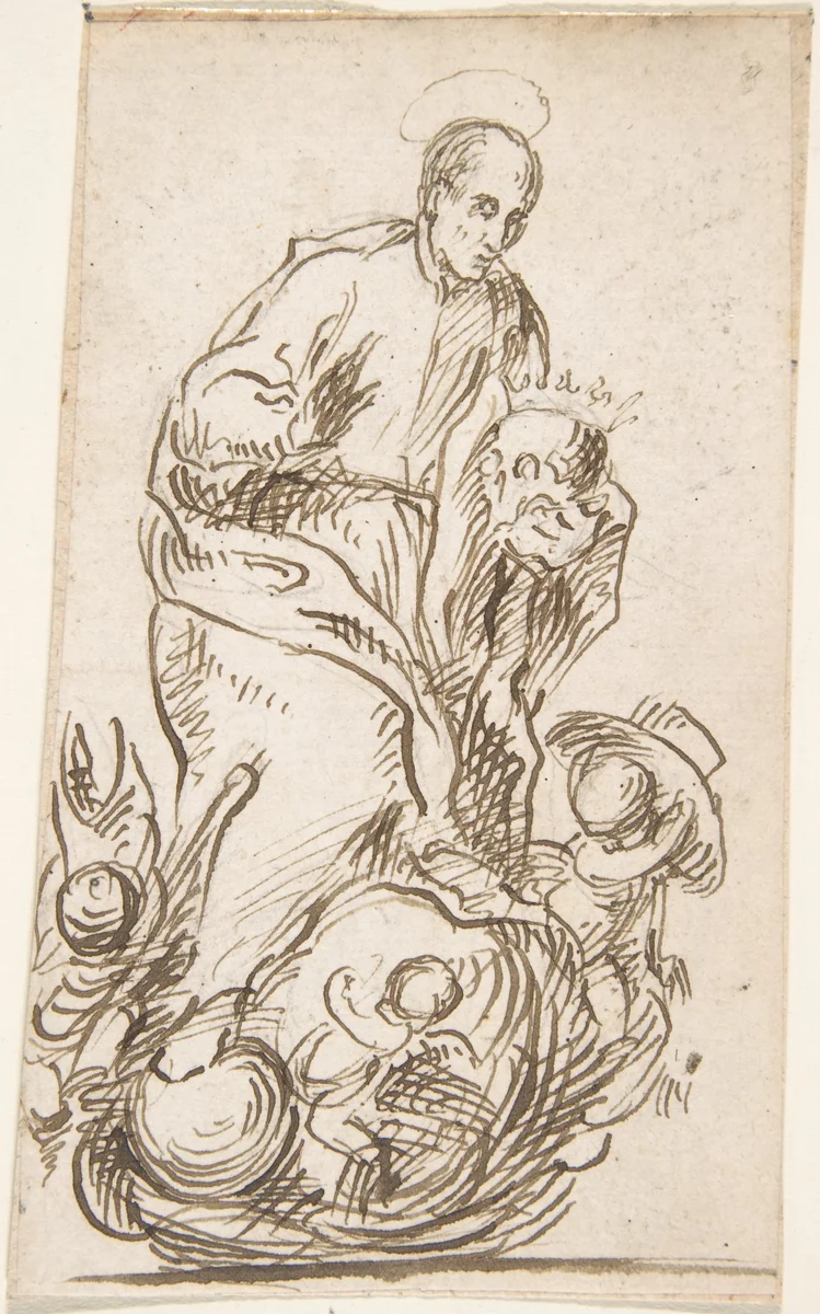 Saint Francis Borja by Pedro Duque Cornejo, drawing, 1726-1736
