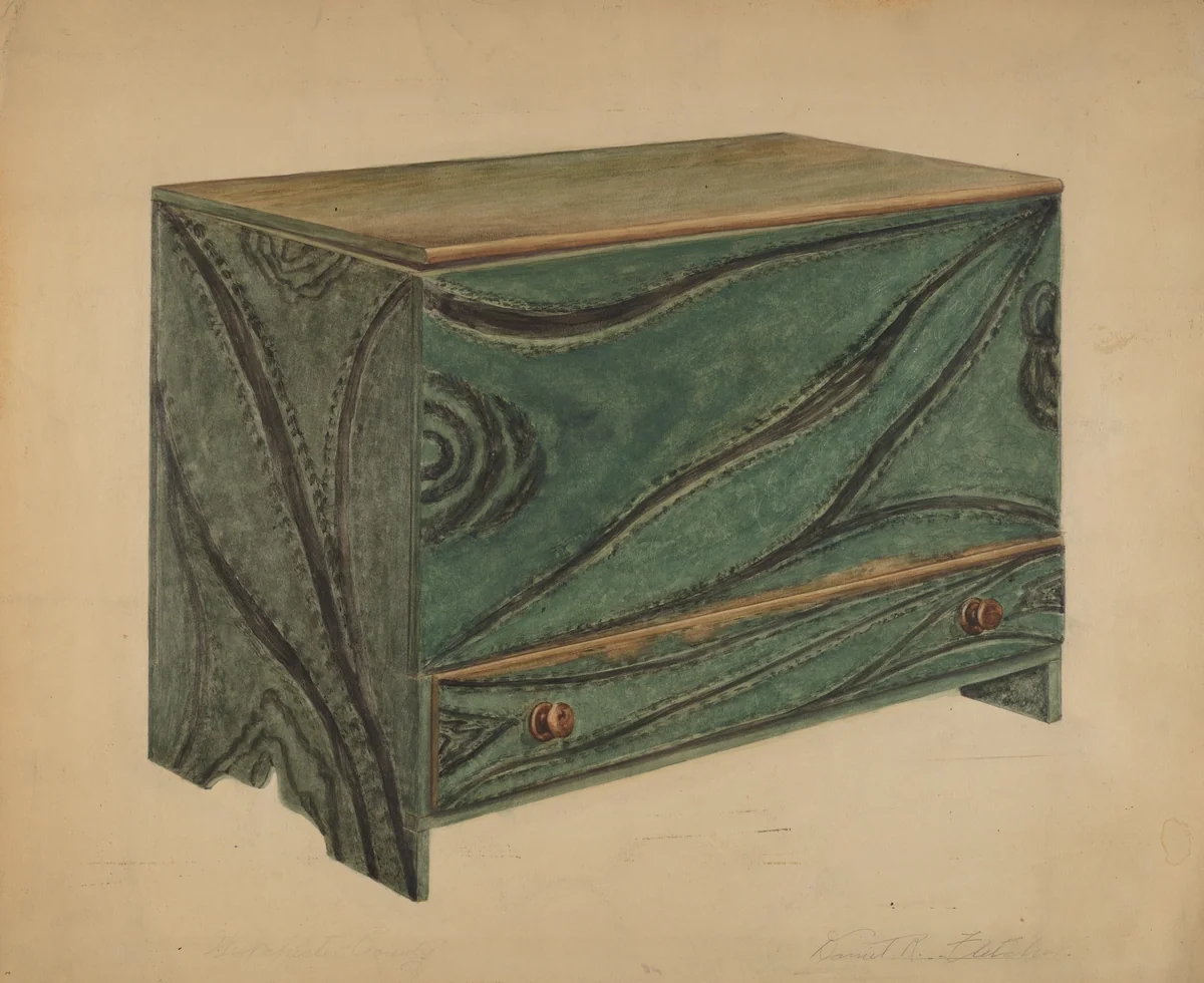 Painted Wooden Chest by Daniel Fletcher, index of american design, 1939