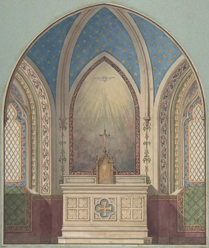 Design for Altar, Saint Clotilde by Jules-Edmond-Charles Lachaise, drawing, 1850-1900