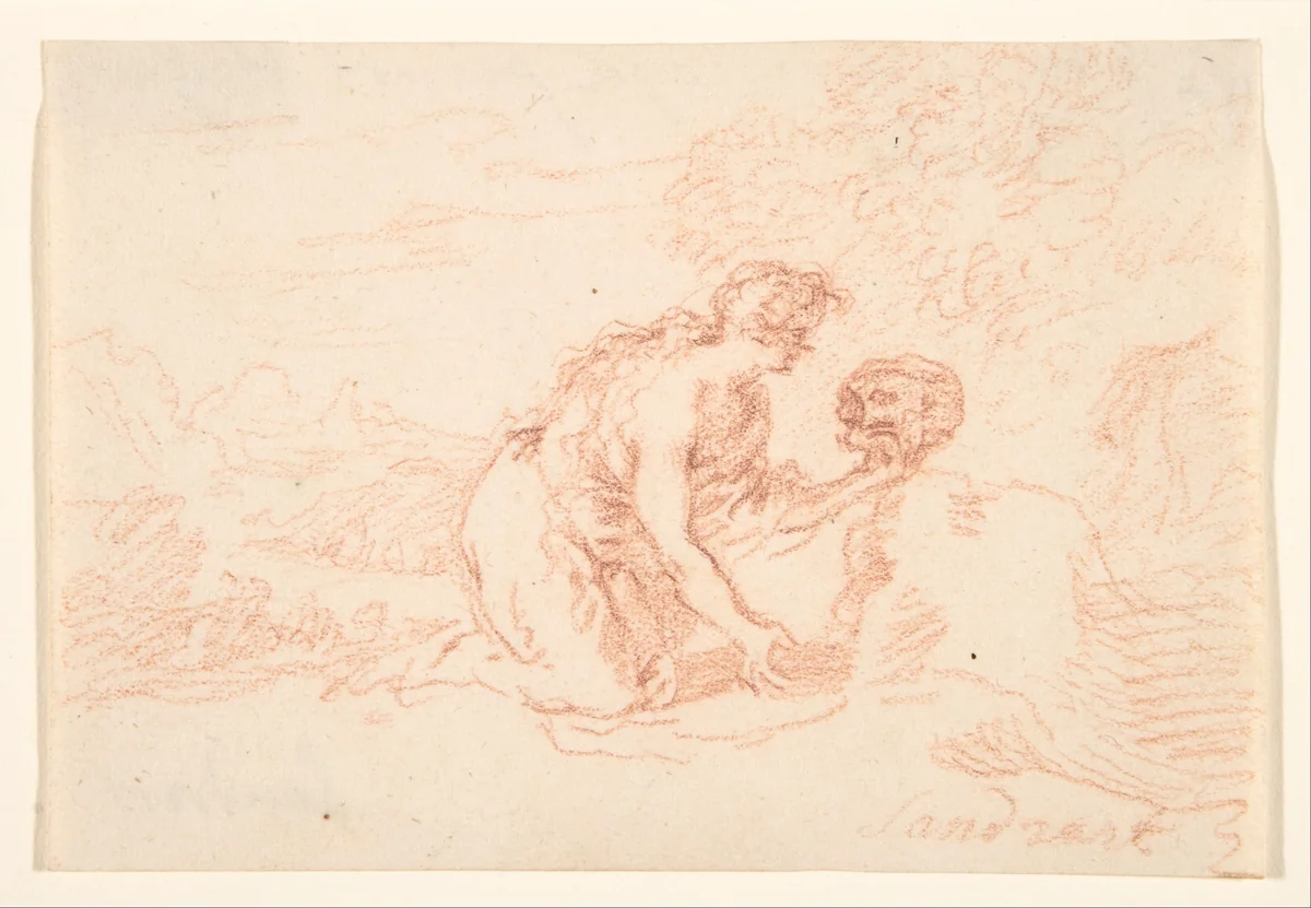 Mary Magdalen Penitent by Joachim von Sandrart, drawing, 1606-1688