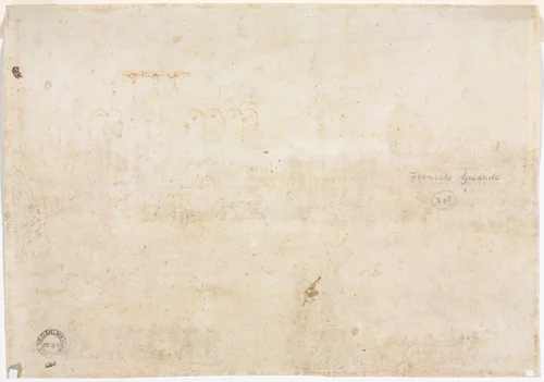 Three Sketches of Arches (verso) by Francesco Guardi, drawing, 1782